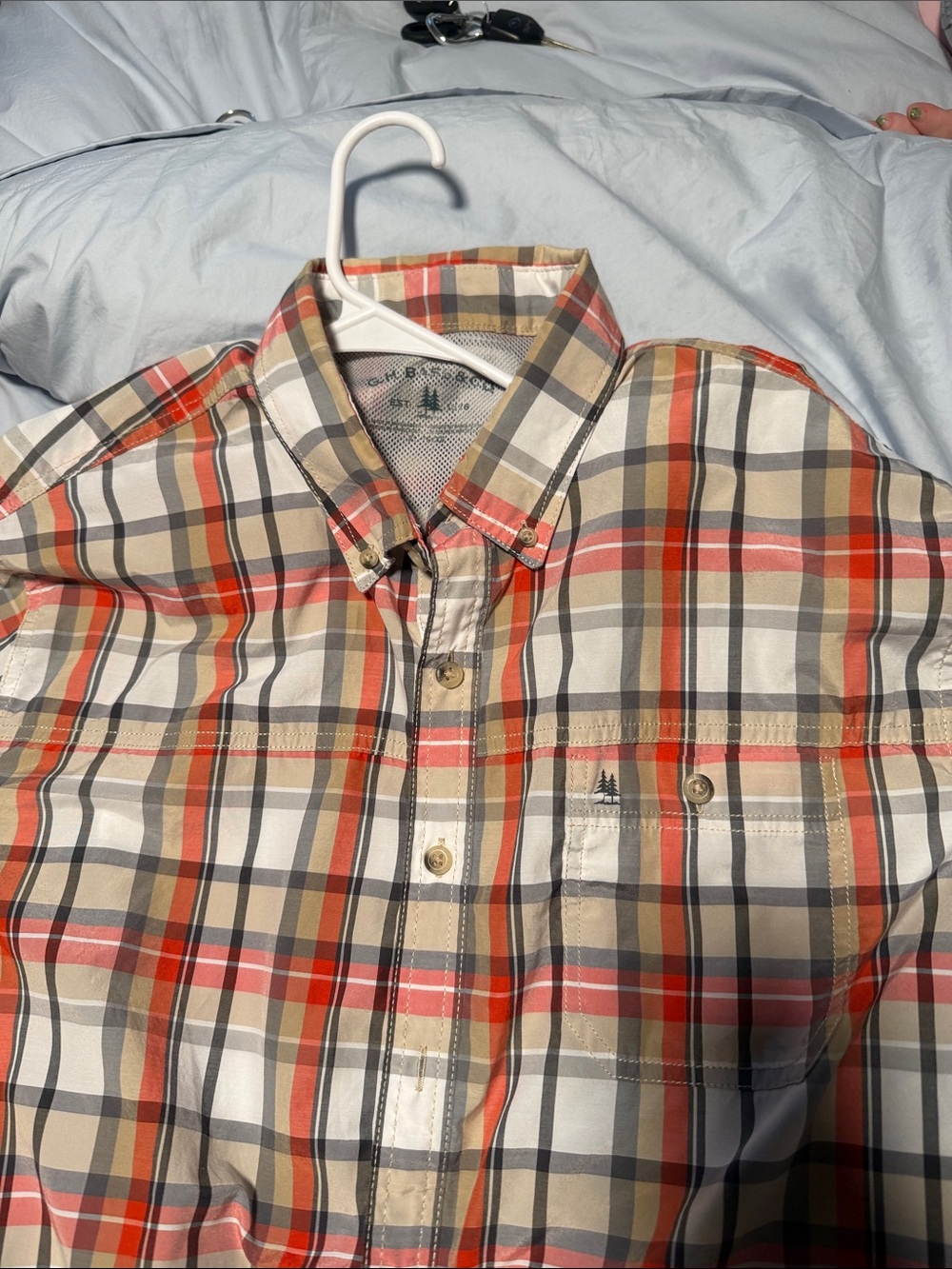 G.H. Bass & Co. Button-Down Plaid Shirt in Beige, Red & Navy
